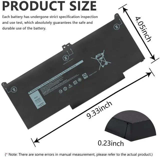 Alt view image 5 of 7 - Damaite MXV9V Battery For Dell Latitude 5300 5310 7300 7400 5VC2M N2K62 Type(60Wh 7.6V)