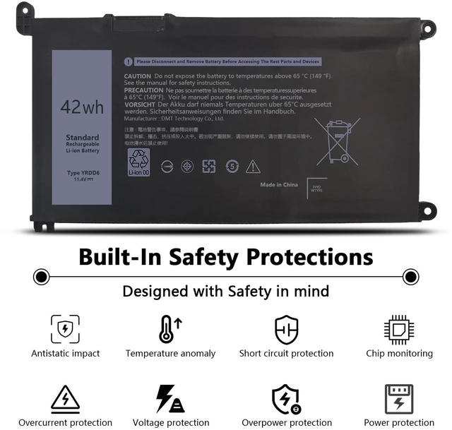 Alt view image 4 of 7 - Replace 42Wh YRDD6 Battery for Inspiron 3493 3582 3583 3593 3793 VM732 New