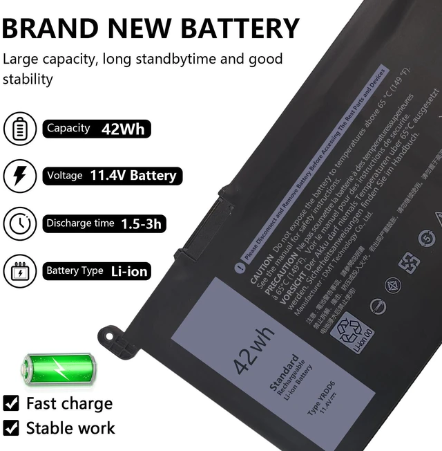 Alt view image 2 of 7 - Replace 42Wh YRDD6 Battery for Inspiron 3493 3582 3583 3593 3793 VM732 New