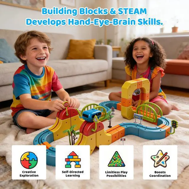 Alt view image 3 of 7 - 2026 New klick Rail Electric Train Set for Kids Ages 4-8 with Gravity-Defying 3D Infinity Track, Build Your Own Trackfusion Train System & Gravity Tracks,3D Electric Magnetic Train Track Set