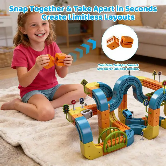 Alt view image 5 of 7 - 2026 New klick Rail Electric Train Set for Kids Ages 4-8 with Gravity-Defying 3D Infinity Track, Build Your Own Trackfusion Train System & Gravity Tracks,3D Electric Magnetic Train Track Set