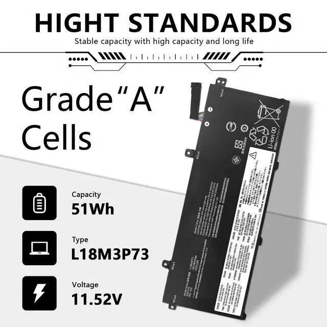 Alt view image 3 of 7 - L18M3P73 Battery For Lenovo ThinkPad T490 T495 P14s T14 Gen 1st 2nd Series 51Wh