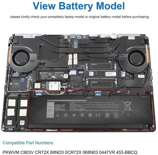 Alt view image 7 of 7 - 95Wh PKWVM Battery For Dell Precision 7550 7560 7750 7760 0447VR 068N03 453-BBCQ
