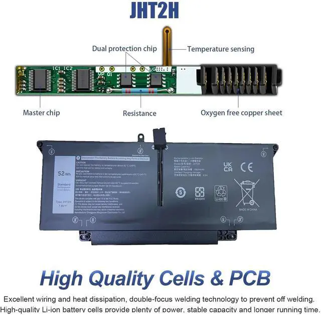 Alt view image 6 of 7 - JHT2H BATTERY FOR DELL Latitude 7410 7310 4V5X2 0WY9MP 0HRGYV 04V5X2 US 52Wh