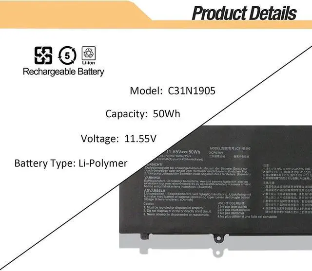 Alt view image 2 of 7 - C31N1905 Battery For ASUS VivoBook K1703Z 15 OLED S1505ZA X1505ZA 17 X1704VA
