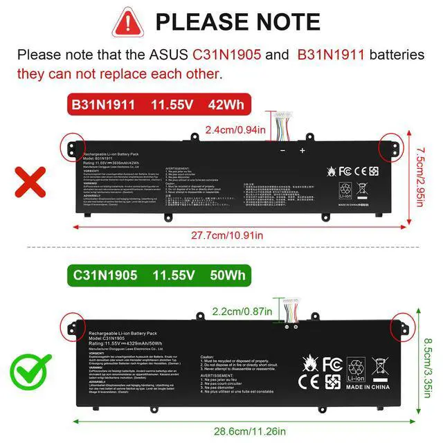 Alt view image 7 of 7 - C31N1905 Battery For ASUS VivoBook K1703Z 15 OLED S1505ZA X1505ZA 17 X1704VA