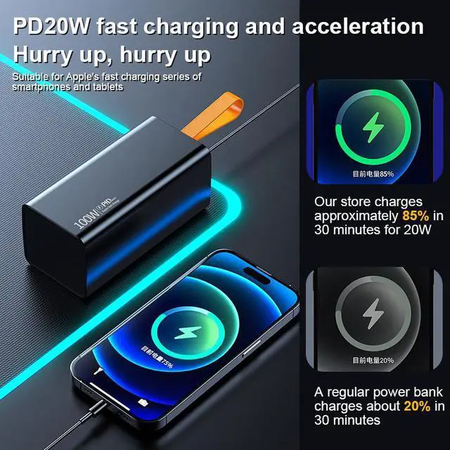 Alt view image 5 of 7 - Damaite Power Bank 50000mAh 100W Charger Portable External Battery Backup For Cell Phone