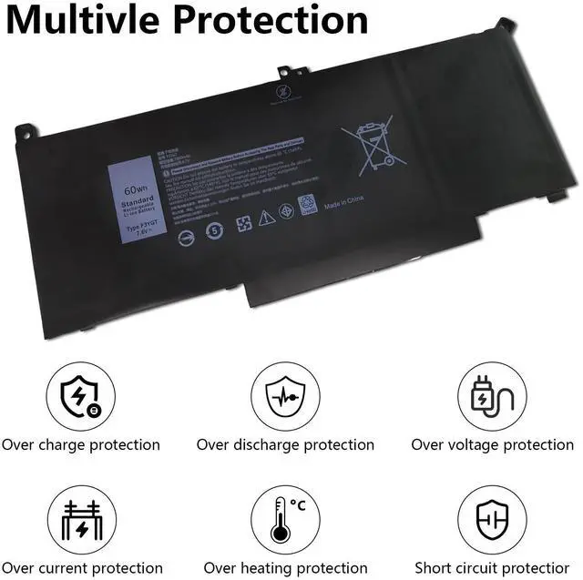 Alt view image 4 of 7 - 60Wh F3YGT Battery Latitude 7480 Battery Replacement Latitude 7490 Battery | for Dell Latitude 12 7000 7280 7290/13 7000 7380 7390 P29S002/14 7000 7480 7490 P28S P73G Series DM3WC 0DM3WC DM6WC 7.6V