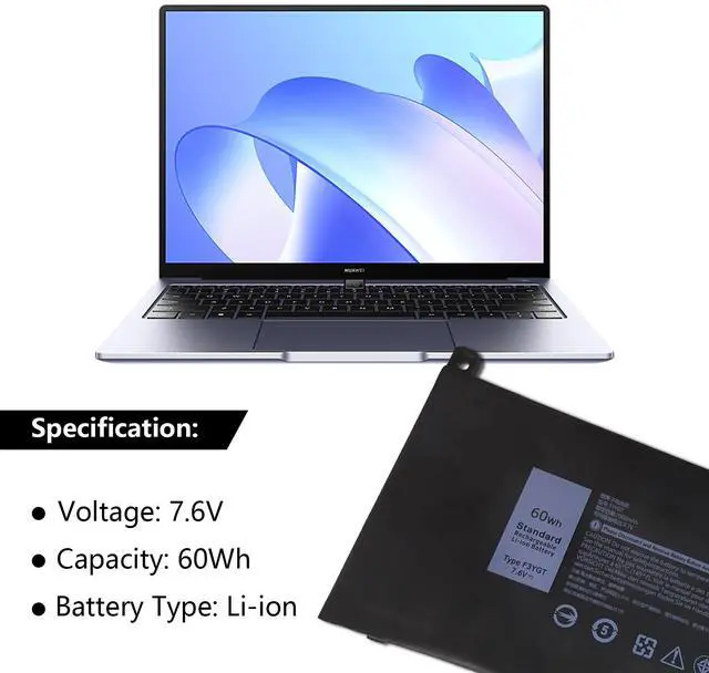 Alt view image 2 of 7 - 60Wh F3YGT Battery Latitude 7480 Battery Replacement Latitude 7490 Battery | for Dell Latitude 12 7000 7280 7290/13 7000 7380 7390 P29S002/14 7000 7480 7490 P28S P73G Series DM3WC 0DM3WC DM6WC 7.6V