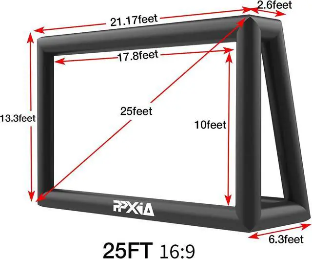 Alt view image 7 of 7 - Inflatable Movie Screen Outdoor Projector Screen for Outside 25ft, Large Blow Up Screens Front and Rear Projection with Air Blower, Best for Movie Nights Backyard Home Theater