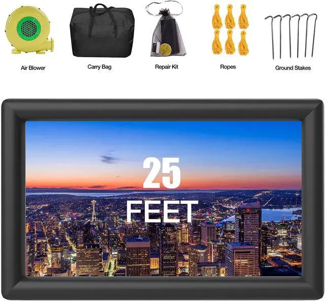 Alt view image 5 of 7 - Inflatable Movie Screen Outdoor Projector Screen for Outside 25ft, Large Blow Up Screens Front and Rear Projection with Air Blower, Best for Movie Nights Backyard Home Theater