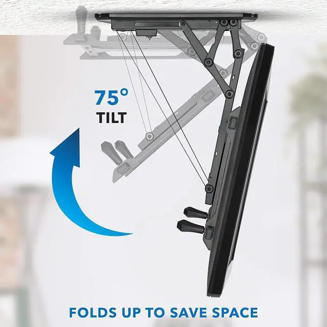Alt view image 5 of 7 - Mount-It! Motorized Ceiling TV Mount for 32 to 70 Inch TVs, Electric Flip Down TV Bracket with Remote and App Control, Drop Down Ceiling Mounting Bracket for Flat and Pitched Roofs, Holds Up to 77 lbs