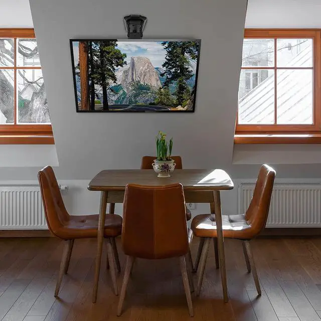 Alt view image 4 of 7 - Mount-It! Motorized Ceiling TV Mount for 32 to 70 Inch TVs, Electric Flip Down TV Bracket with Remote and App Control, Drop Down Ceiling Mounting Bracket for Flat and Pitched Roofs, Holds Up to 77 lbs