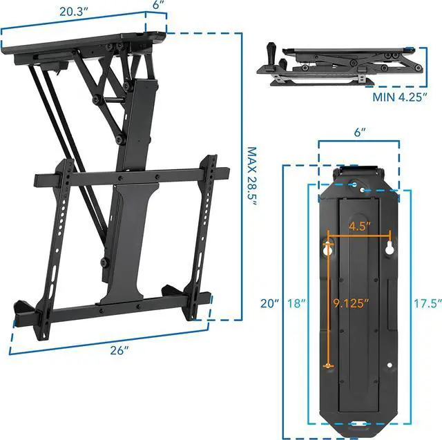 Alt view image 6 of 7 - Mount-It! Motorized Ceiling TV Mount for 32 to 70 Inch TVs, Electric Flip Down TV Bracket with Remote and App Control, Drop Down Ceiling Mounting Bracket for Flat and Pitched Roofs, Holds Up to 77 lbs