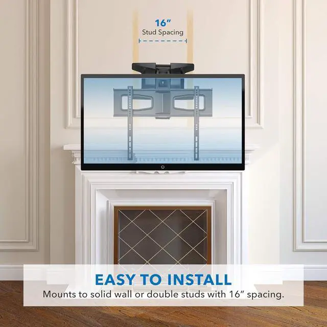 Alt view image 4 of 7 - MOUNT-IT! Motorized Fireplace TV Wall Mount | Remote Control Electric Pull Down Mantel Mounting Bracket, Up to 77 Lbs Weight Capacity, Height Adjustable, Swivel, VESA 600x400 Compatible