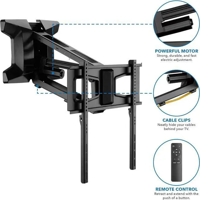 Alt view image 5 of 7 - MOUNT-IT! Motorized Fireplace TV Wall Mount | Remote Control Electric Pull Down Mantel Mounting Bracket, Up to 77 Lbs Weight Capacity, Height Adjustable, Swivel, VESA 600x400 Compatible