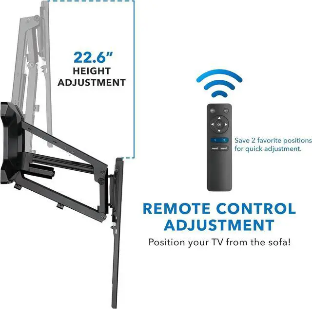 Alt view image 3 of 7 - MOUNT-IT! Motorized Fireplace TV Wall Mount | Remote Control Electric Pull Down Mantel Mounting Bracket, Up to 77 Lbs Weight Capacity, Height Adjustable, Swivel, VESA 600x400 Compatible