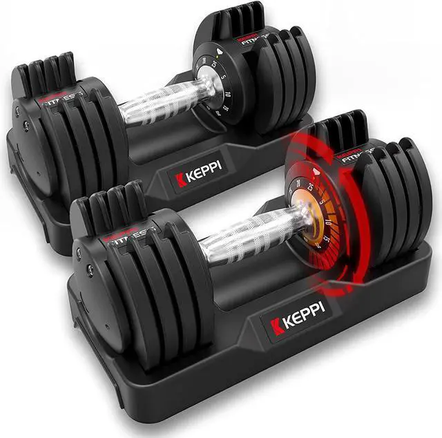 Main image of Keppi Adjustable Dumbbells Set-25lb Dumbbells with Anti-Slip Metal Handle for Exercise & Fitness Fast Adjust Weight for Full Body Workout Fitness