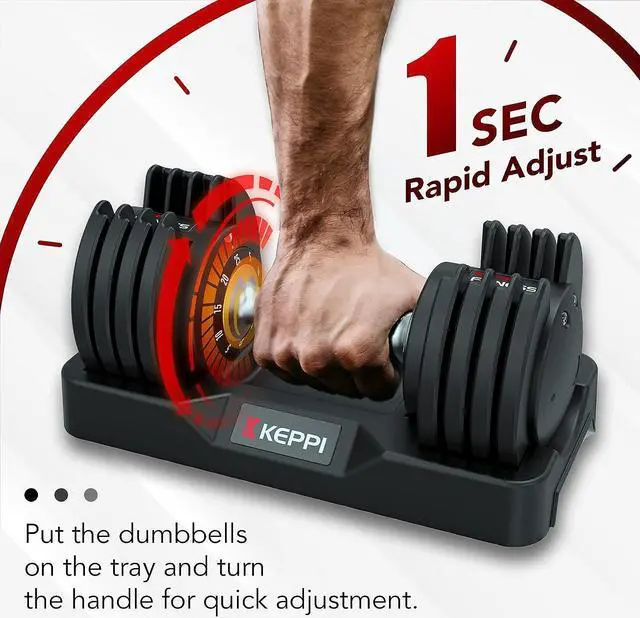 Alt view image 3 of 7 - Keppi Adjustable Dumbbells Set-25lb Dumbbells with Anti-Slip Metal Handle for Exercise & Fitness Fast Adjust Weight for Full Body Workout Fitness