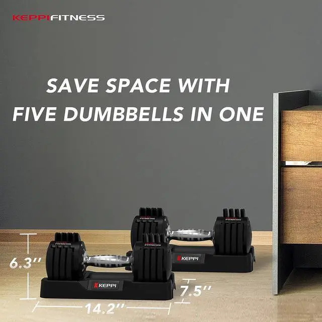 Alt view image 4 of 7 - Keppi Adjustable Dumbbells Set-25lb Dumbbells with Anti-Slip Metal Handle for Exercise & Fitness Fast Adjust Weight for Full Body Workout Fitness