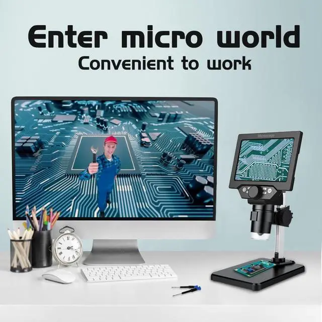Alt view image 2 of 7 - LCD Digital Microscope,4.3 Inch 1080P 10 Megapixels,1-1000X Magnification Zoom Wireless USB Stereo Microscope Camera,10MP Camera Video Recorder with HD Screen