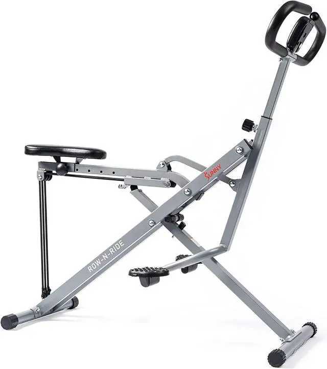 Alt view image 2 of 7 - Sunny Health & Fitness Row-N-Ride Squat Assist Trainer for Glutes & Legs Workout with Adjustable Resistance, Optional Full Motion & Smart Connected Fitness App
