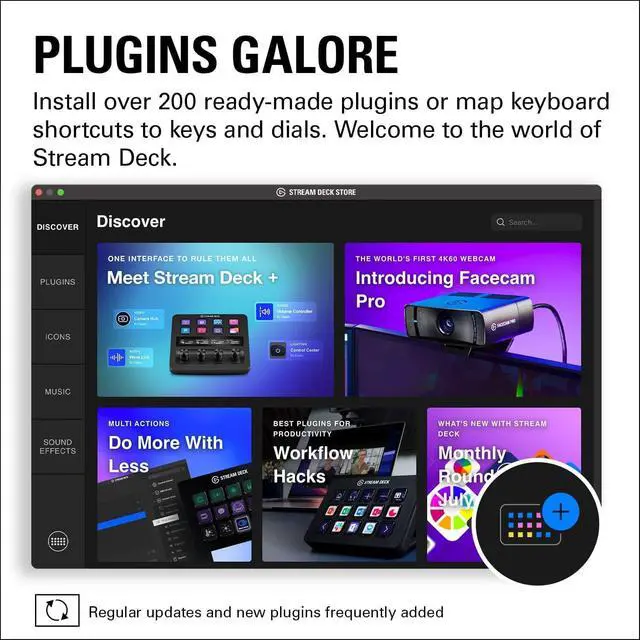 Alt view image 7 of 7 - Elgato USB-C Stream Deck +, Audio Mixer, Production Console and Studio Controller for Content Creators, Streaming, Gaming, with Customizable Touch Strip dials and LCD Keys, Works with Mac and PC