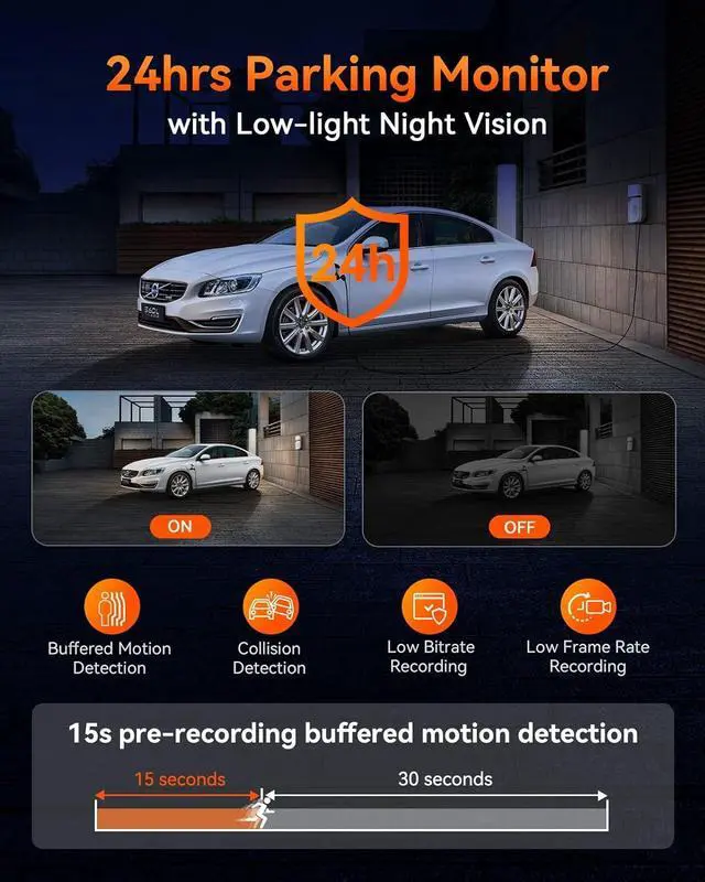 Alt view image 5 of 7 - E3 3 Channel 2.7K WiFi Front and Rear Inside Dash Cam, 3 Way Triple GPS Dash Camera 1944P+1080P+1080P with STARVIS IR Night Vision, Voice Control, 24 Hours Parking Mode, Support 512GB Max