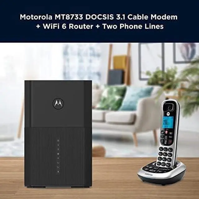 Alt view image 4 of 6 - Motorola MT8733 WiFi 6 Router + Multi-Gig Cable Modem + 2 Phone Ports | for Comcast Xfinity Voice and Gigabit Internet Plans Up to 2500 Mbps | AX6000 | DOCSIS 3.1 | with Smart Motosync App