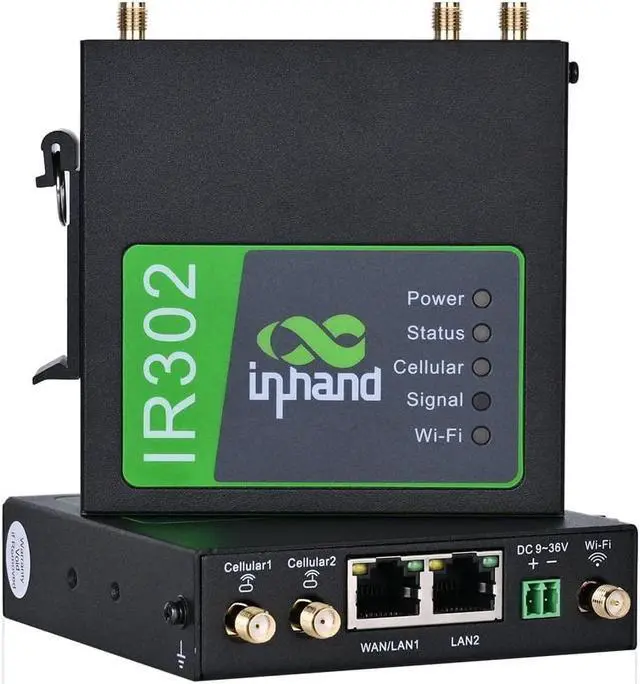 Main image of InHand Networks IR302 Industrial IoT LTE 4G VPN Router,LTE Cat 1+ Wi-Fi, Dual sim Card Slots, Management by Cloud Platform, DI/DO Port, Support T-Mobile, AT&T & Verizon, UL Certification