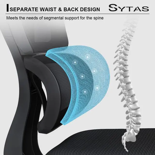 Alt view image 3 of 7 - Sytas Ergonomic Home Office Chair, Desk Chair with Lumbar Support, 3D Armrest and Adjustable Headrest, Ergonomic Computer Chair High Back