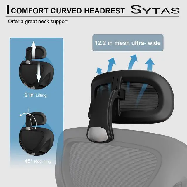 Alt view image 4 of 7 - Sytas Ergonomic Home Office Chair, Desk Chair with Lumbar Support, 3D Armrest and Adjustable Headrest, Ergonomic Computer Chair High Back