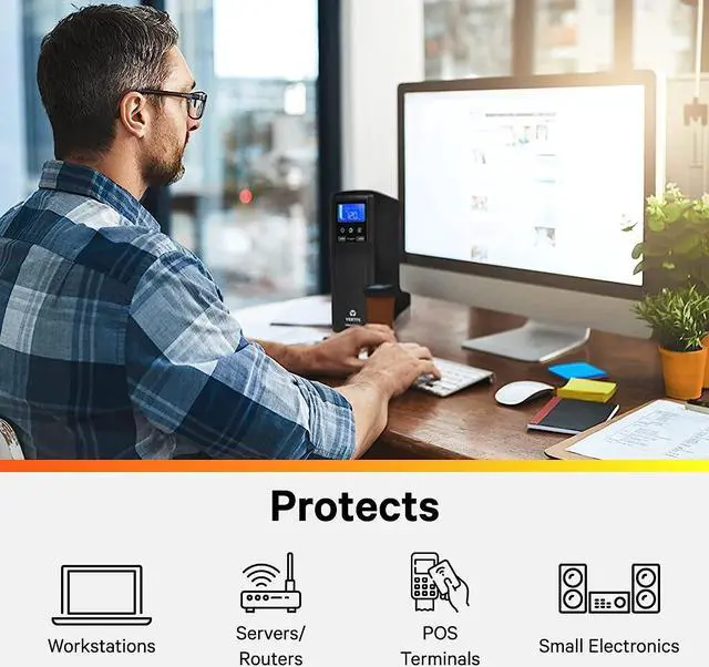 Alt view image 3 of 4 - Vertiv Liebert PSA5 700VA 420W line-Interactive UPS with AVR Technology and Battery Backup, 10 outlets and Three-Year, Full Unit Replacement Warranty (PSA5-700MT120)