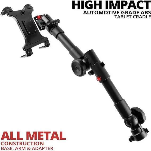 Alt view image 5 of 7 - Heavy Duty Tablet Truck Mount | Telescoping 20"-30" Seat Rail Mount | Works with Most Trucks and Vehicles with Accessible Floor Bolt