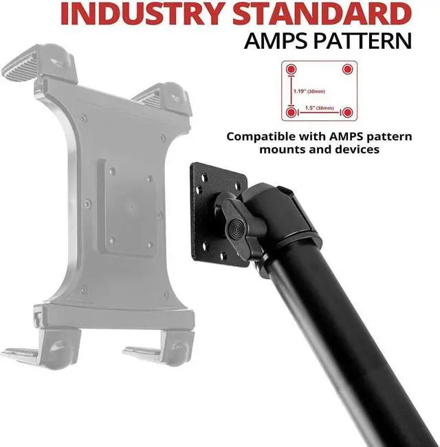 Alt view image 6 of 7 - Heavy Duty Tablet Truck Mount | Telescoping 20"-30" Seat Rail Mount | Works with Most Trucks and Vehicles with Accessible Floor Bolt