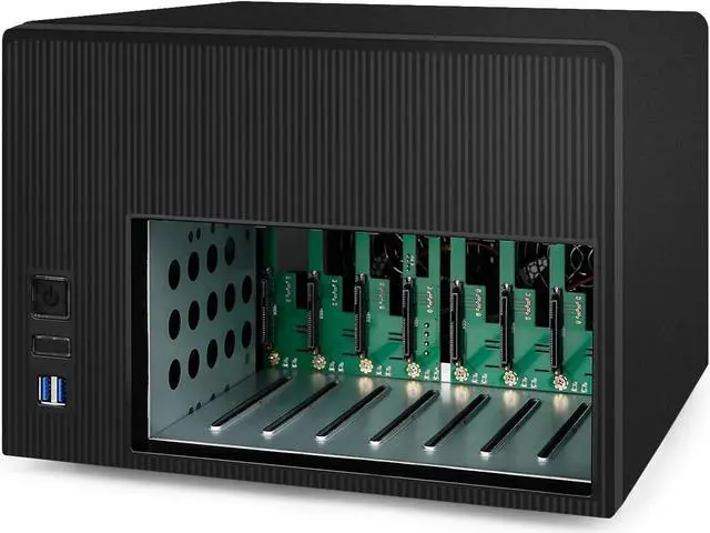 Alt view image 3 of 7 - AUDHEID K7 8 Bay NAS Case, Computer Enclosures Compatible Micro-ATX Mini-ITX Motherboard, 3 x Fans, 8 x 2.5/3.5" Tray, Network Attached Storage Server for Home(Diskless)