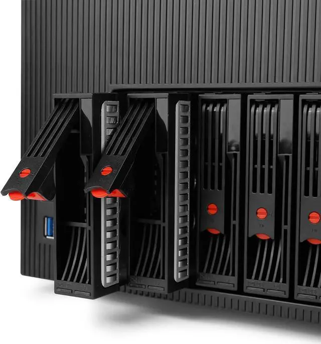 Alt view image 2 of 7 - AUDHEID K7 8 Bay NAS Case, Computer Enclosures Compatible Micro-ATX Mini-ITX Motherboard, 3 x Fans, 8 x 2.5/3.5" Tray, Network Attached Storage Server for Home(Diskless)