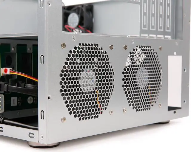 Alt view image 4 of 7 - AUDHEID K7 8 Bay NAS Case, Computer Enclosures Compatible Micro-ATX Mini-ITX Motherboard, 3 x Fans, 8 x 2.5/3.5" Tray, Network Attached Storage Server for Home(Diskless)