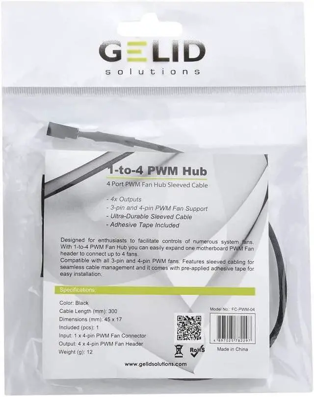 Alt view image 8 of 15 - Gelid Solutions 1-to-4 PWM USB Hub - Connect 1 Motherboard PWM Fan Header to up to 4 Fans - Compatible with All 3 and 4-pin PWM Fans