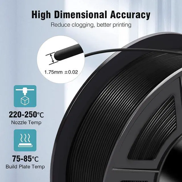 Alt view image 2 of 7 - PETG 3D Printer Filament, SUNLU Super Neat Filament Spool, Strong PETG Filament 1.75mm Dimensional Accuracy +/- 0.02mm, 1KG Spool(2.2LB), 320 Meters, PETG Black