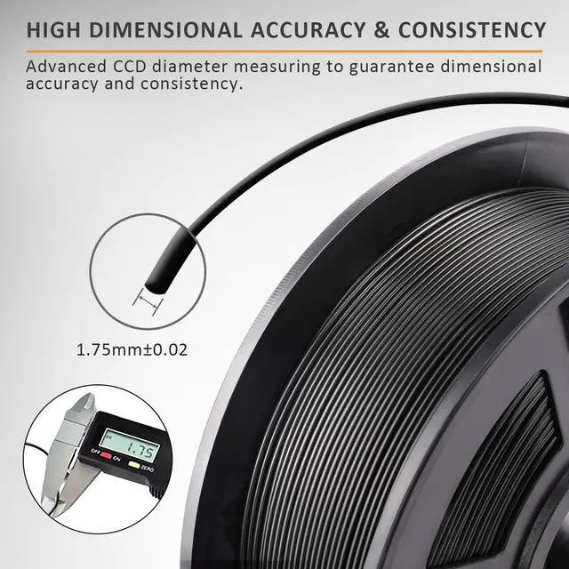 Alt view image 3 of 7 - SUNLU PLA Filament 1.75mm, PLA 3D Printer Filament Bundle, Dimensional Accuracy +/- 0.02 mm, 1 kg Spool, 1.75mm, PLA 10KG,Black White