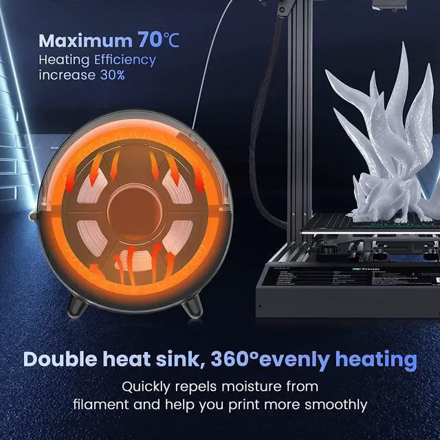 Alt view image 6 of 7 - SUNLU 3D Printer Filament Dryer, Filament Dry Box S2, Up to 70, Built-in Fan, 360° Surround Heating, Filament Storage Box Dehydrator for Nylon TPU PLA PETG ABS 1.75 2.85 3.00mm, S2 Black