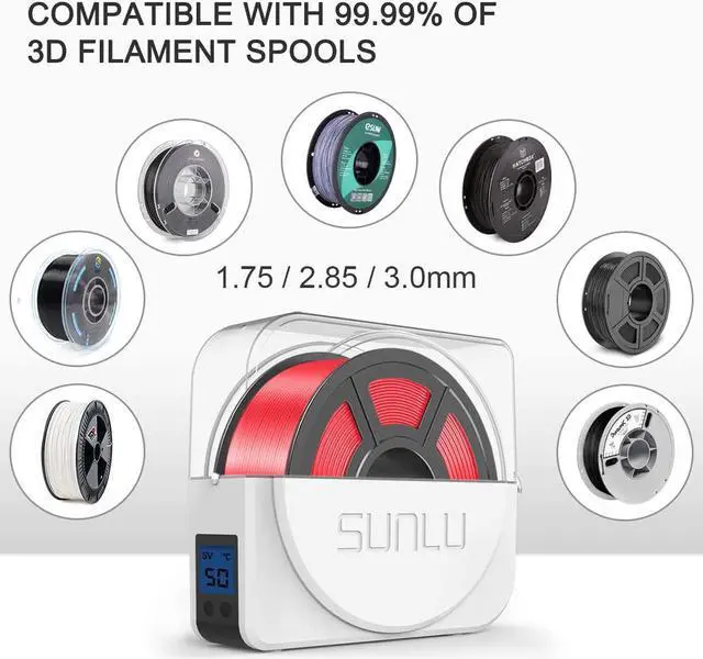 Alt view image 3 of 7 - SUNLU Filament Dryer Box for 3D Printer Filament, SUNLU Upgraded Filament Dehydrator Storage Box for 3D Filament 1.75 2.85 3.00mm, Built-in Circulation Fan, S1 Plus White