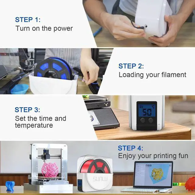 Alt view image 6 of 7 - SUNLU Filament Dryer Box for 3D Printer Filament, SUNLU Upgraded Filament Dehydrator Storage Box for 3D Filament 1.75 2.85 3.00mm, Built-in Circulation Fan, S1 Plus White