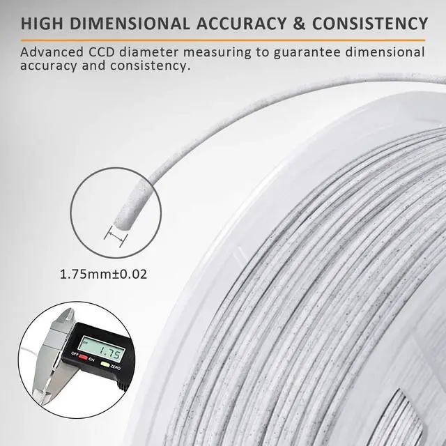 Alt view image 2 of 6 - SUNLU Marble PLA Filament 1.75mm, Good Vacuum Packaging 3D Printer Filament, 3D Printing Filament 1.75mm Dimensional Accuracy +/- 0.02mm, 1kg Spool(2.2lbs), 330 Meters, White Rock Stone Marble Color