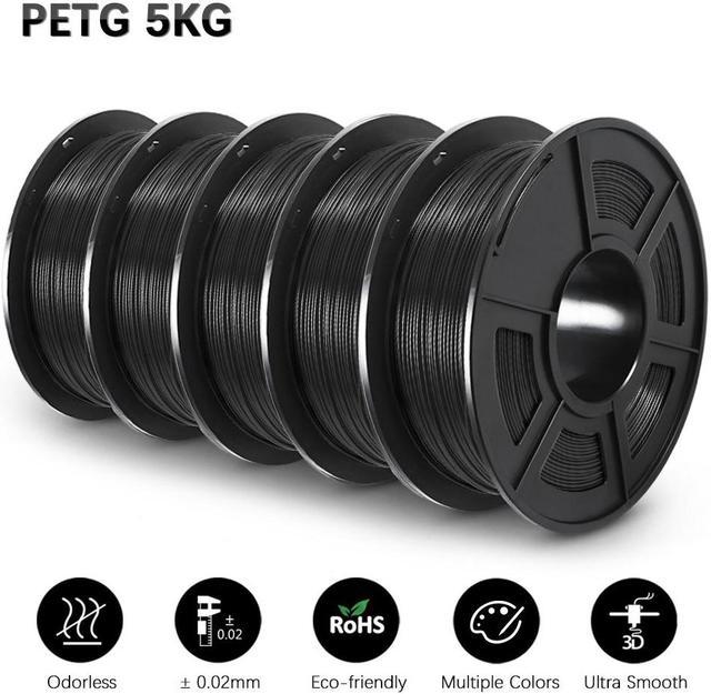PETG 3D Printer Filament, SUNLU Super Neat Filament Spool, Strong PETG  Filament 1.75mm Dimensional Accuracy +/- 0.02mm, 1KG Spool(2.2lbs), 320  Meters, PETG White 5KG 