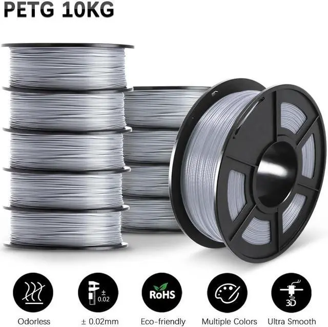 Alt view image 6 of 6 - SUNLU PETG 3D Printer Filament, Super Neat Filament Spool, Strong PETG Filament 1.75mm Dimensional Accuracy +/- 0.02mm, 1KG Spool(2.2lbs), 320 Meters, PETG Gray 10KG
