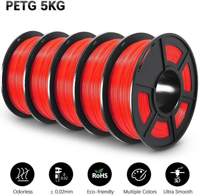 PETG 3D Printer Filament, SUNLU Super Neat Filament Spool, Strong PETG  Filament 1.75mm Dimensional Accuracy +/- 0.02mm, 1KG Spool(2.2lbs), 320  Meters, PETG Red 5KG 