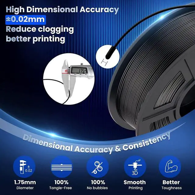Alt view image 7 of 7 - SUNLU 3D Printer Filament PLA Plus 1.75mm, SUNLU Neatly Wound 1.75mm PRO, PLA+ Filament for Most FDM 3D Printer, Dimensional Accuracy +/- 0.02 mm, 1 kg Spool(2.2lbs), Black 5KG