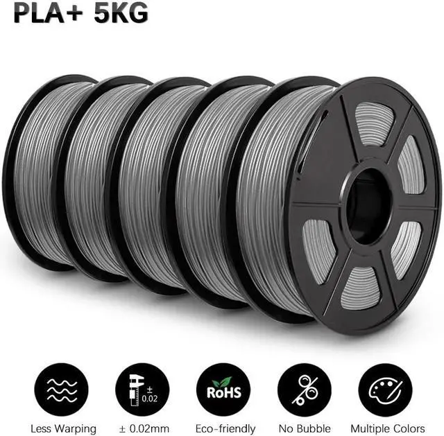 Main image of SUNLU 3D Printer Filament PLA Plus 1.75mm, SUNLU Neatly Wound 1.75mm PRO, PLA+ Filament for Most FDM 3D Printer, Dimensional Accuracy +/- 0.02 mm, 1 kg Spool(2.2lbs), Gray 5KG